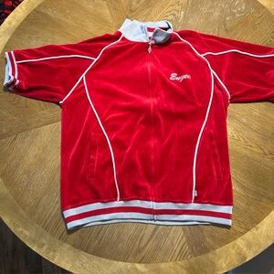Vintage Enyce Velour Track Suit Size Mens XL Red And Grey 90s Y2K Zip Ankle